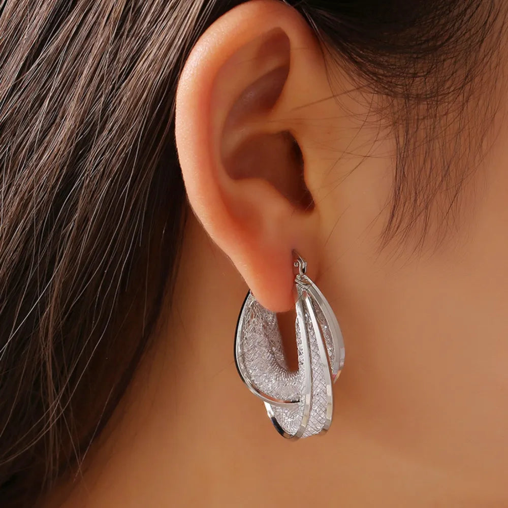 Copper Glass Stone U Shape Earrings | Statement Jewelry