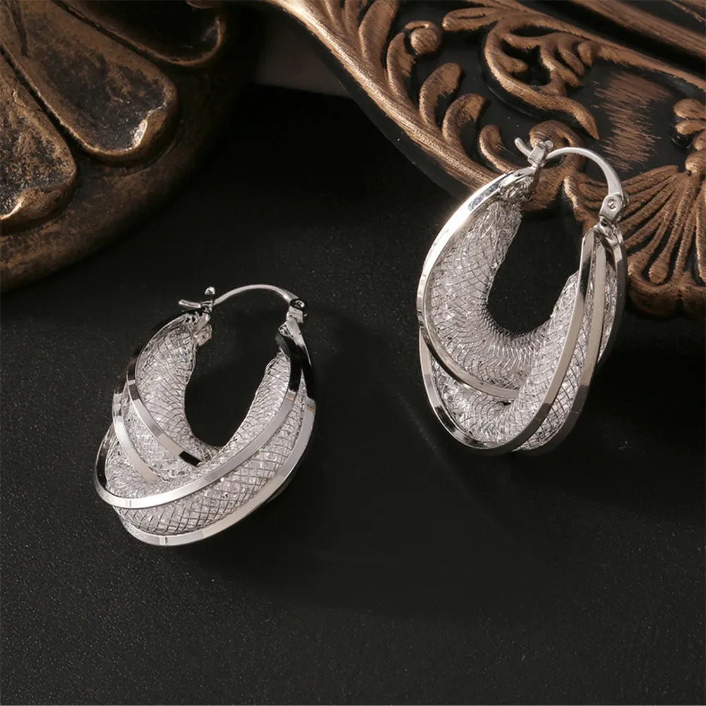 Copper Glass Stone U Shape Earrings | Statement Jewelry
