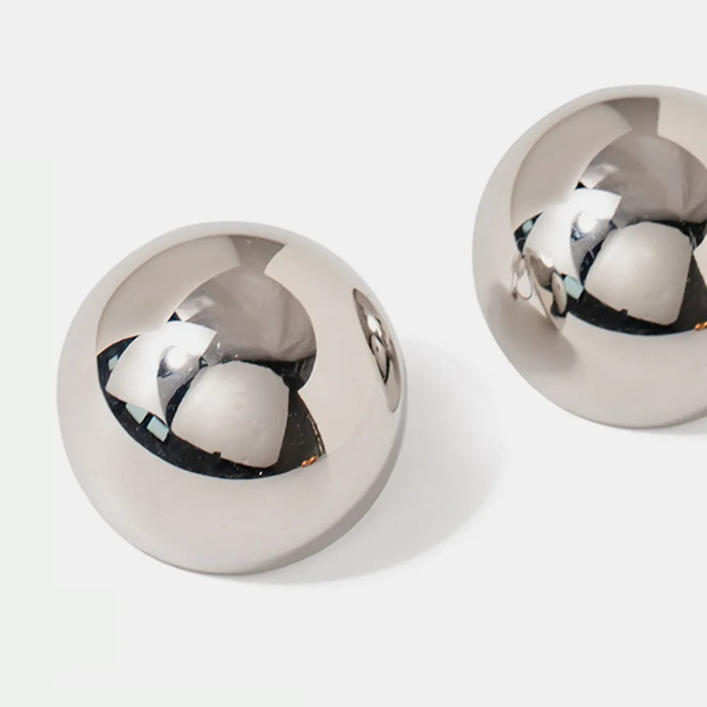 Hemispherical Stainless Steel Clip On Earrings | Non-Pierced Style
