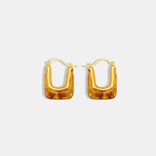 Resin Copper U Shape Earrings | Unique Design