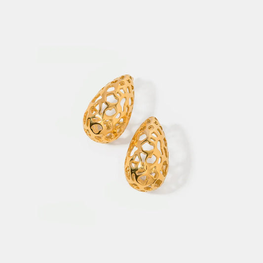Stainless Steel Teardrop Hollowed Earrings | Sleek Design