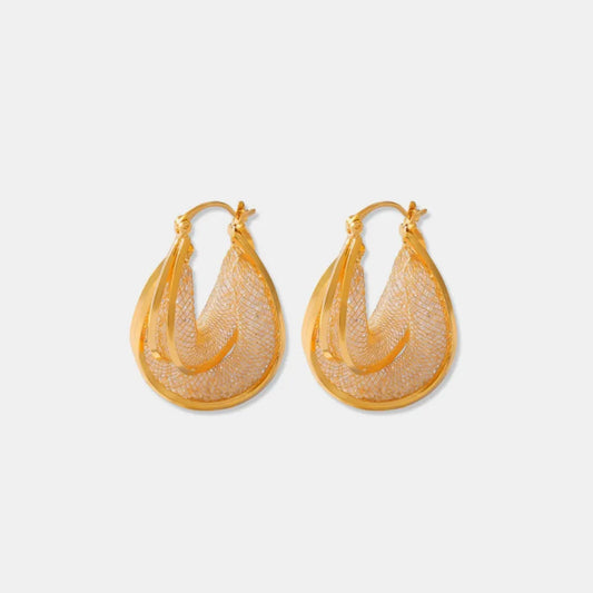 Copper Glass Stone U Shape Earrings | Statement Jewelry