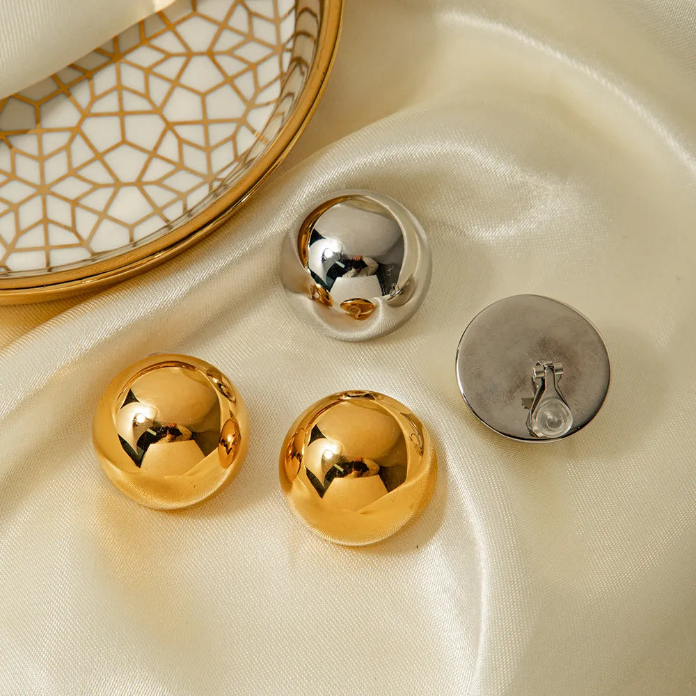 Hemispherical Stainless Steel Clip On Earrings | Non-Pierced Style